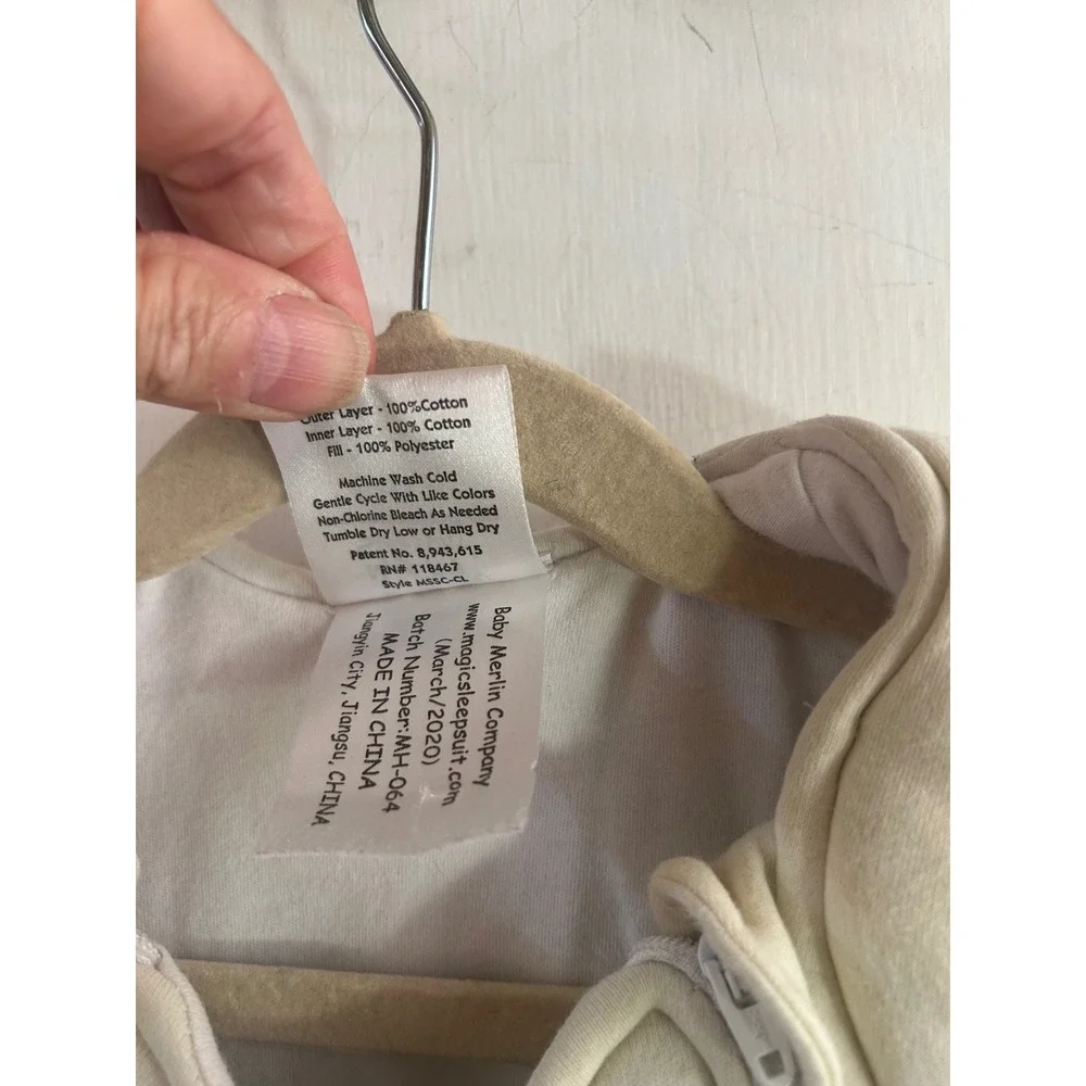 Baby Merlin Magic Sleepsuit Large 6-9 Months Cream Cotton Transition Suit Unisex